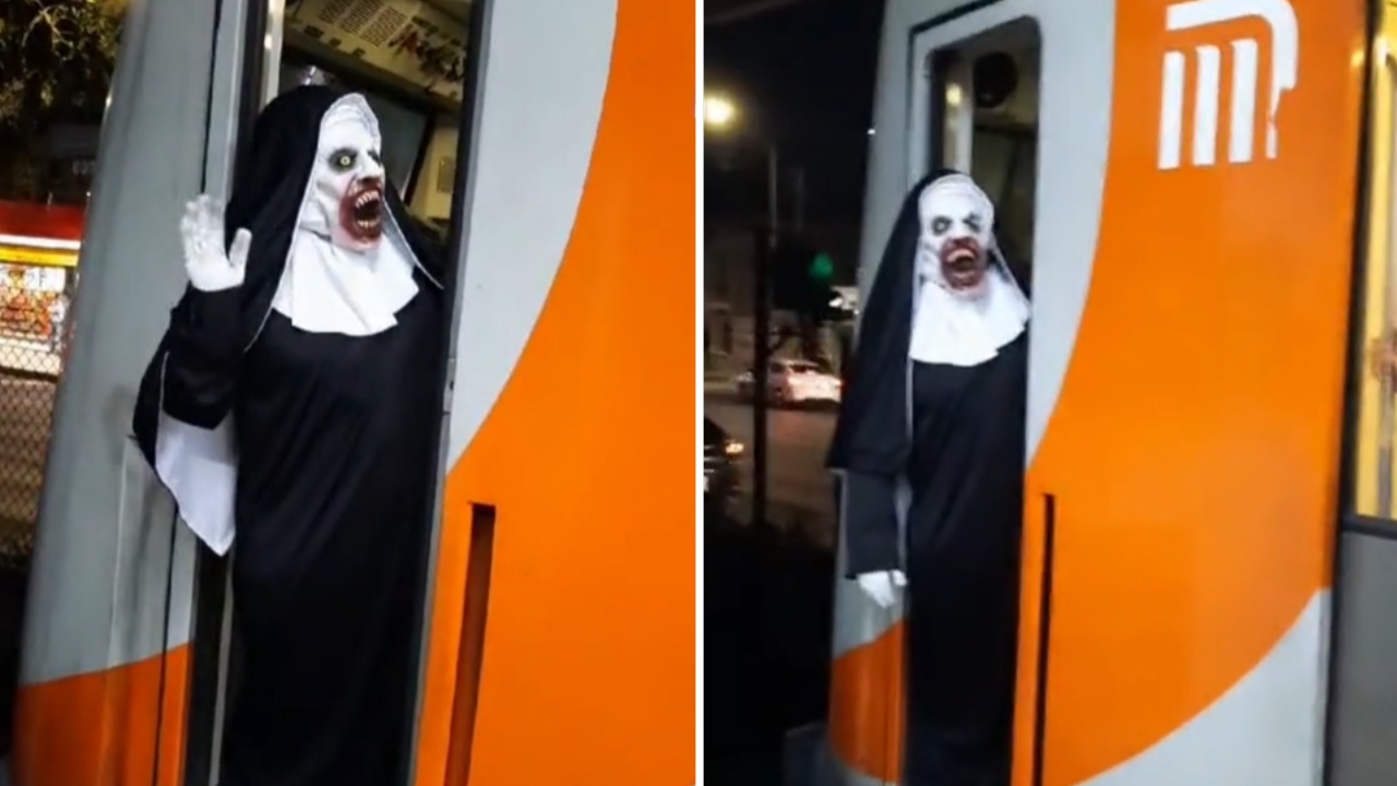 La Monja Conduce el Metro de la CDMX: Conductor Causa Terror y Risas con su  Disfraz | N+