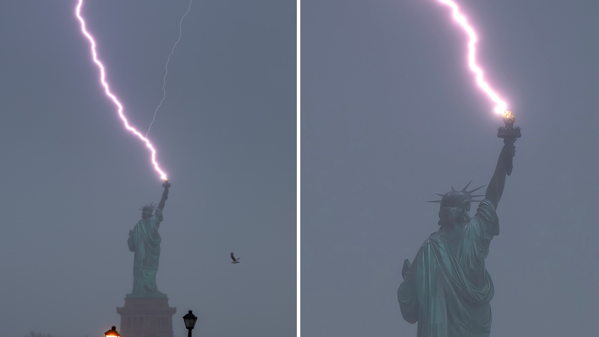 Quedó para Postal! Captan Momento en que Rayo Cae sobre la Estatua de la  Libertad durante Tormenta | N+