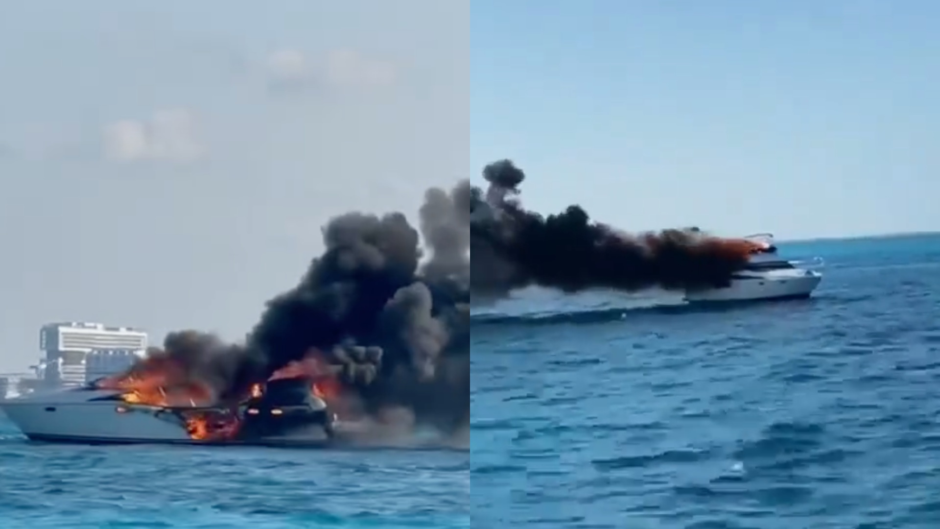 Video: Yate Termina Envuelto en Llamas Frente Isla Mujeres, Cancún | N+