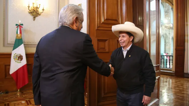 AMLO recibe a Pedro Castillo en Palacio Nacional 