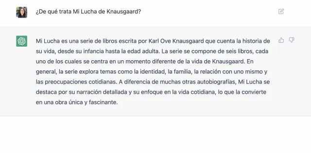 ChatGPT responde de qué trata un libro de Karl Ove Knausgaard