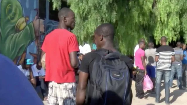 Haitianos en su llegada a Tijuana en 2016