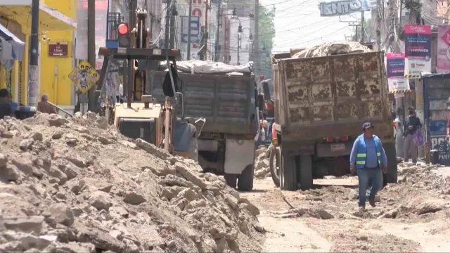 Obras de rehabilitación en el centro Puebla. Foto: Luis Hernández