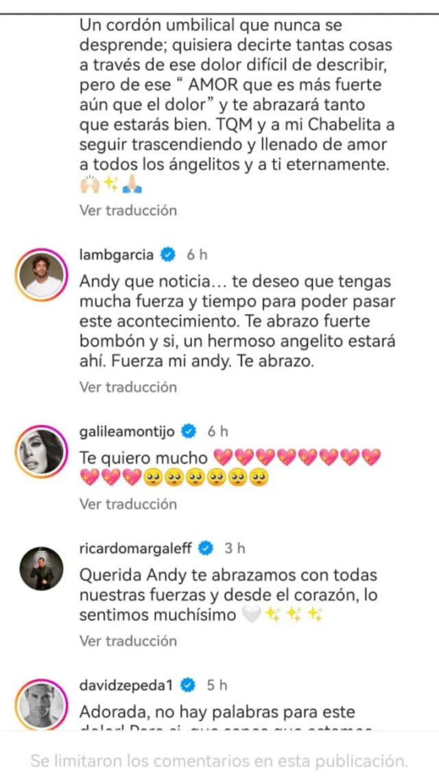 Comentarios por muerte de mamá de Andrea Legarreta