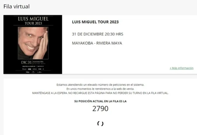 Fila virtual para concierto de Luis Miguel en Riviera Maya