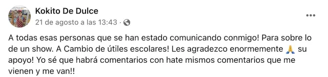 Payaso de Tampico agradeció por el apoyo para conseguir útiles