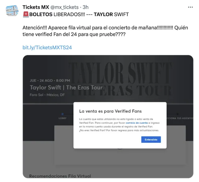 Anuncian liberación de boletos para Taylor Swift