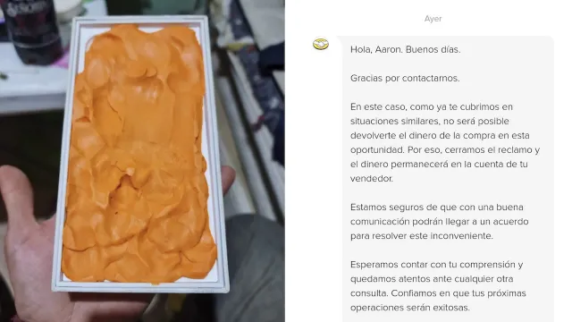 Compra celular en Mercado Libre y le envían plastilina