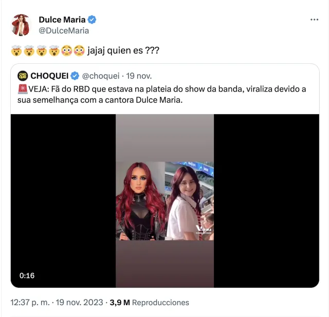 Dulce María reacciona a su doble hallada en Brasil en concierto de RBD