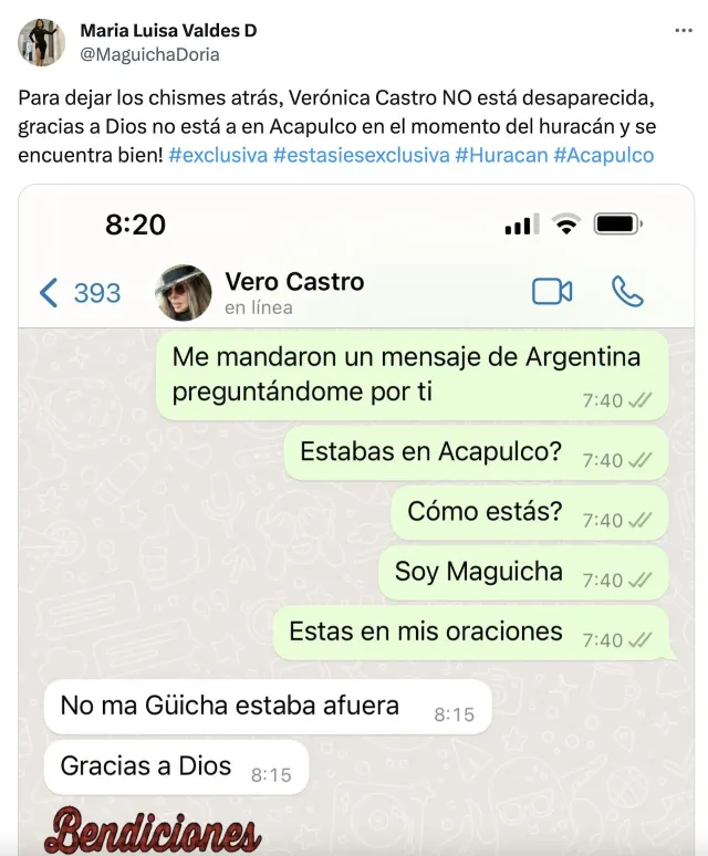 Verónica Castro responde que no estuvo en Acapulco