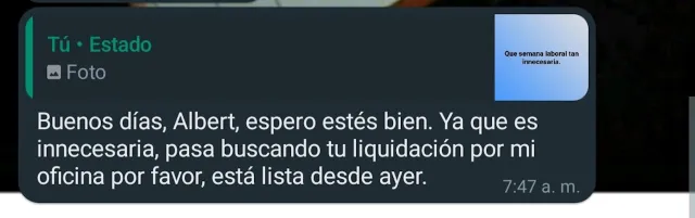 Le piden que pase por su liquidación tras quejarse de su trabajo