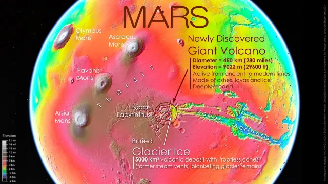 Nuevo volcán descubierto en Marte