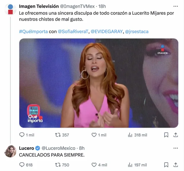 Lucero responde a las disculpas a su hija