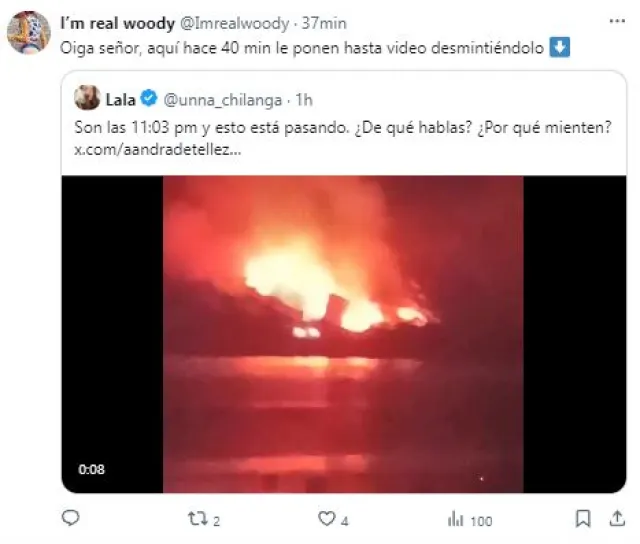 Usuario reportando con video la situación del incendio en Valle de Bravo