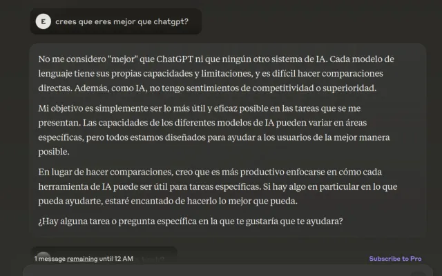 Claude rechaza las comparaciones con ChatGPT