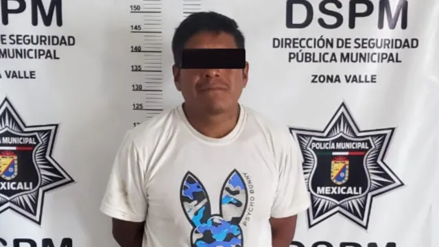 Paulino “N” detenido por maltrato animal en Valle de Mexicali. Foto: DSPM 