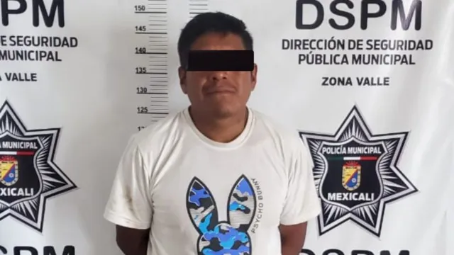 Paulino “N” detenido por maltrato animal en Valle de Mexicali. Foto: DSPM