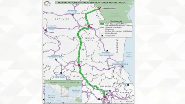 Ruta prevista para tren México-Nuevo Laredo