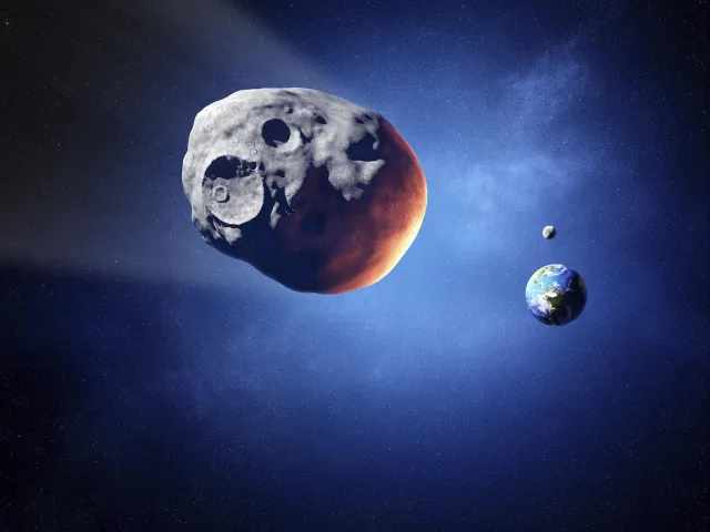 Ilustración artística de un asteroide en dirección a la Tierra