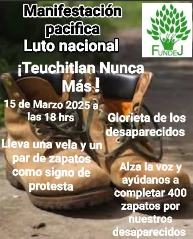 Flyer manifestación pacífica "Teuchitlán nunca más"