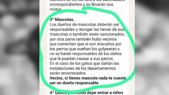 Advertencia de envenenamiento de animales por mal comportamiento. Foto: Redes sociales