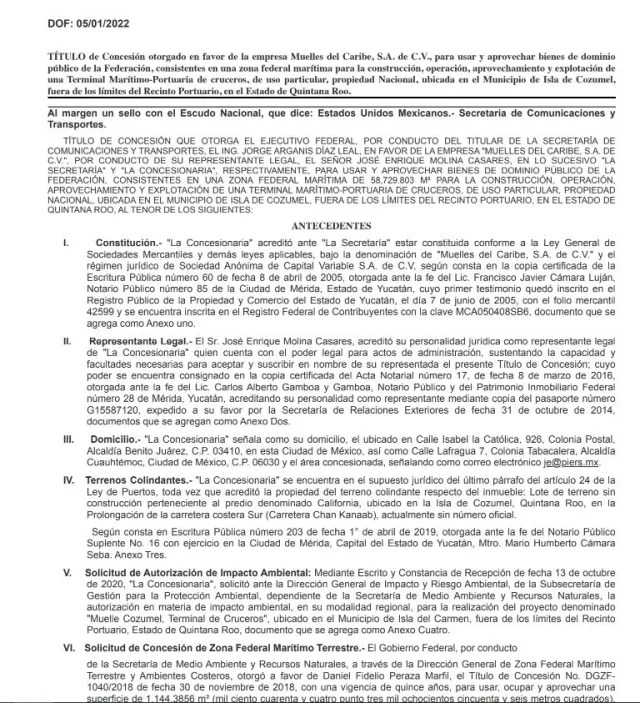 Concesión muelles del Caribe