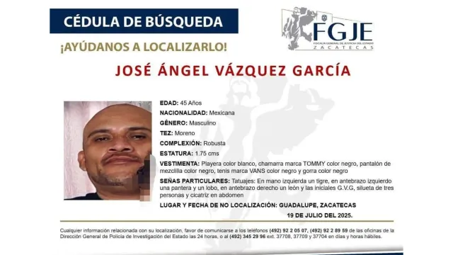 Enfermero desaparecido en Zacatecas.  Foto: Fiscalía del Estado de Zacatecas