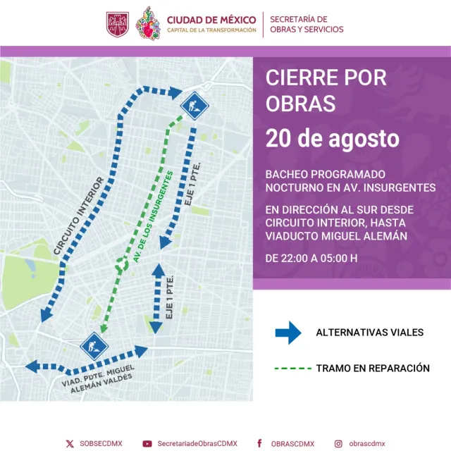 Alternativas Insurgentes entre Circuito Interior y Viaducto Miguel Alemán. Crédito: Especial 