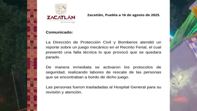 Protección Civil confirmó que varias personas estuvieron atrapadas en el juego mecánico Xtreme. Foto: PC