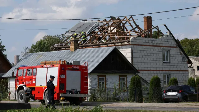 Casa destruida en el sur de Polonia tras caída de dron ruso