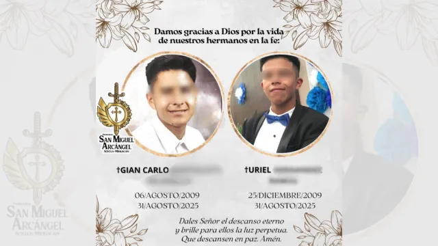 Esquela de Gian Carlos "N" y Uriel "N". Foto: Facebook Parroquia de San Miguel Arcángel Xoxtla