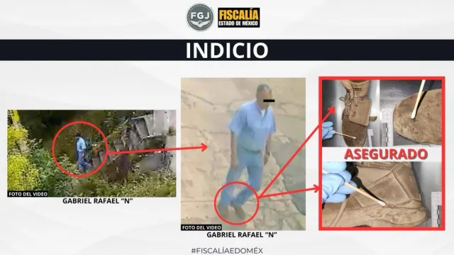 Botas con sangre que fueron halladas. Foto: Fiscalía de Edomex
