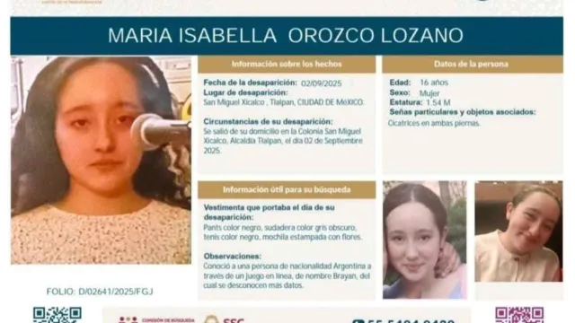 Buscan a María Isabella Orozco Lozano
