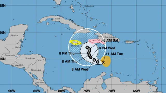 Posible trayectoria de tormenta Melissa. Foto: NHC