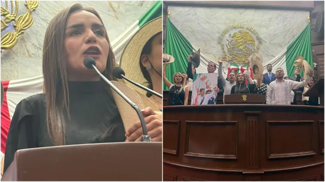 Grecia Quiroz en tribuna después de su toma de protesta. Foto: N+