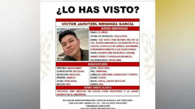 Estudiante desaparecido en Acapulco. Foto: Fiscalía de Guerrero