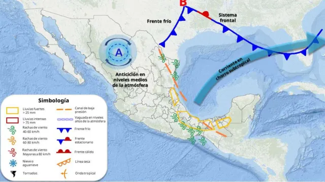 Anticiclón en el noreste de México el 22 de diciembre de 2025. Foto: SMN