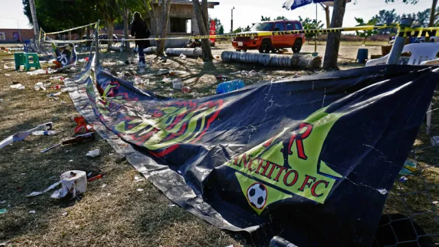 Cancha de futbol, Salamanca, Guanajuato. Foto: AFP