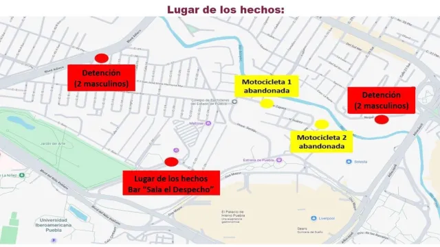 Ubicación de donde fueron detenidos los responsables del ataque armado. Foto: Gobierno de Puebla