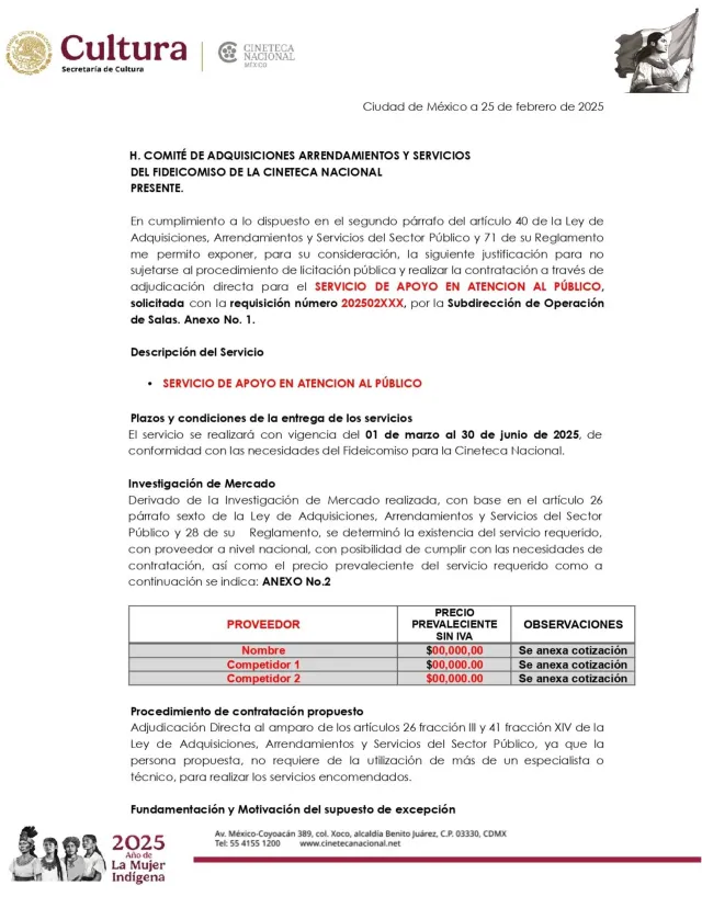 Documento de 2025 que justifica la selección de uno de los proveedores. Foto: Cortesía