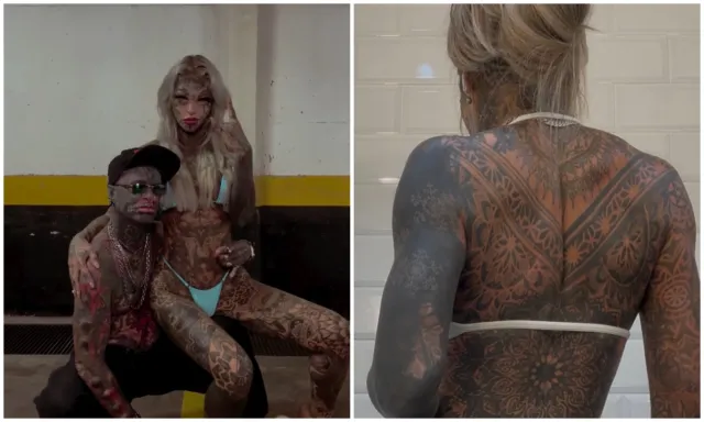 Amber Luke se imaginó de cómo se vería si se retirara 36 tatuajes de su rostro. Foto: Instagram amberlukereels666