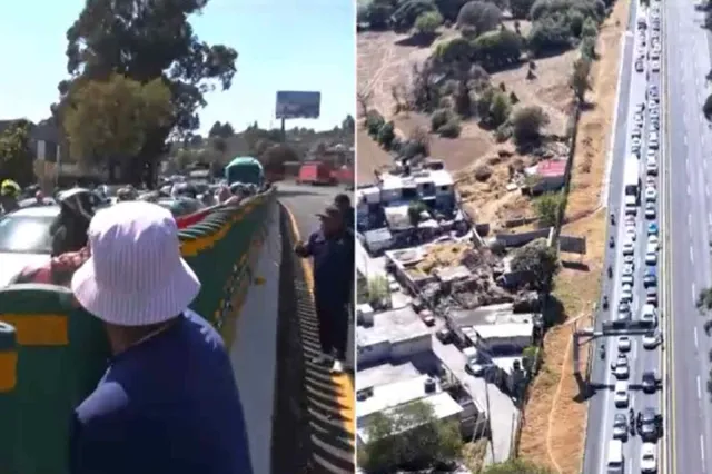 Bloqueo en la México-Cuernavaca. Foto: N+