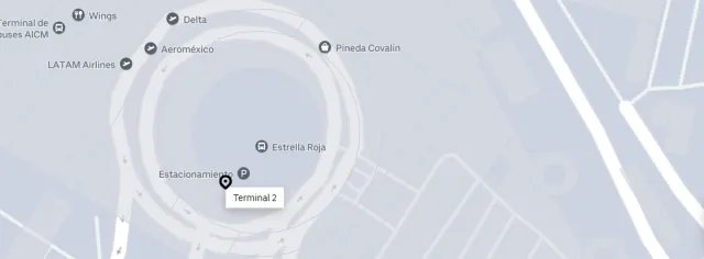  Zona para abordar taxi de aplicación en la Terminal 2 del AICM