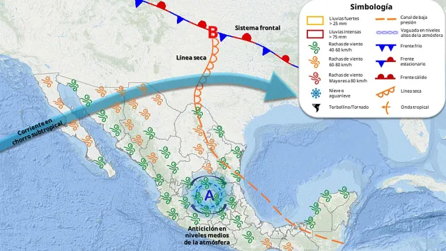 Circulación anticiclónica el domingo 26 de abril 2026. Foto: SMN