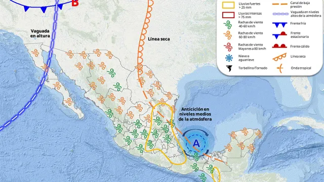 Pronóstico de lluvias fuertes el domingo 17 de mayo. Foto: SMN