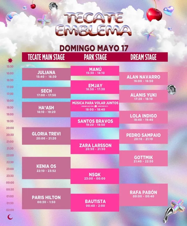 tecate emblema 2026 horarios domingo