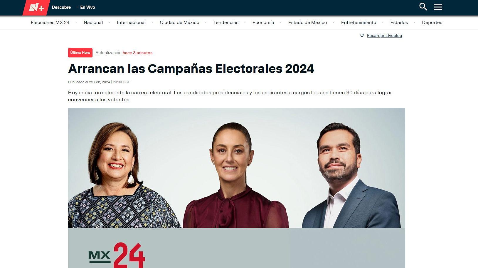 Consulta En N+ El LIVEBLOG Sobre Las Elecciones MX 2024; Decide ...